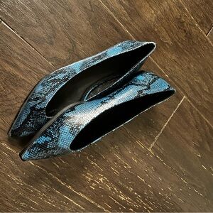 Asos Blue Snake Print Pointed Toe Flats